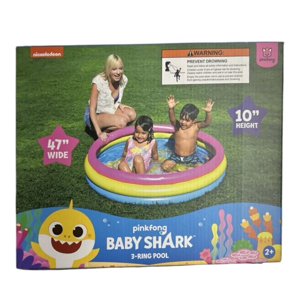 Pinkfong Baby Shark 3-Ring Inflatable Swimming Pool  Ages 2+
